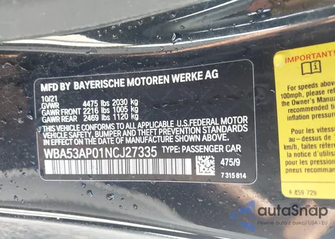 2022 BMW 430I z USA, uszkodzony, nr VIN WBA53AP01NCJ27335